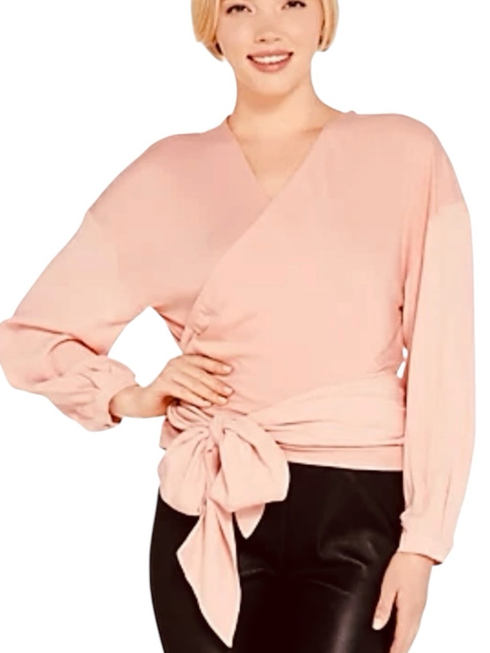 Du Jour Women's Wrap- Long Sleeve Extra Long Wrap Tie at Hip Size X-Large